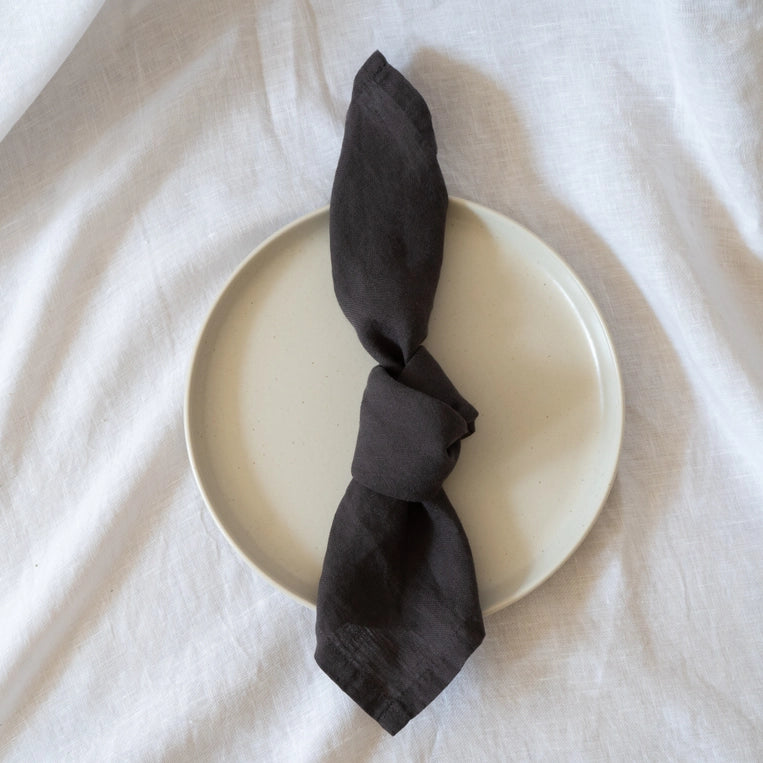 100% Stonewashed Linen Napkin - Set of 6 | Charcoal