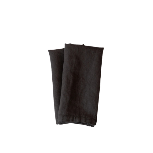 100% Stonewashed Linen Napkin - Set of 6 | Charcoal