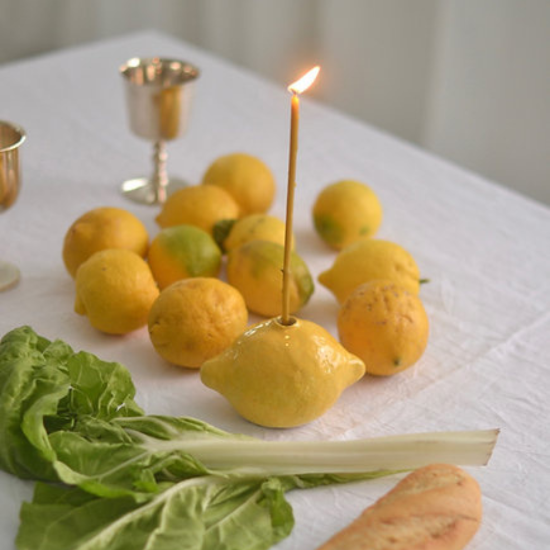 Handmade Ceramic Lemon Candle/Flower Holder