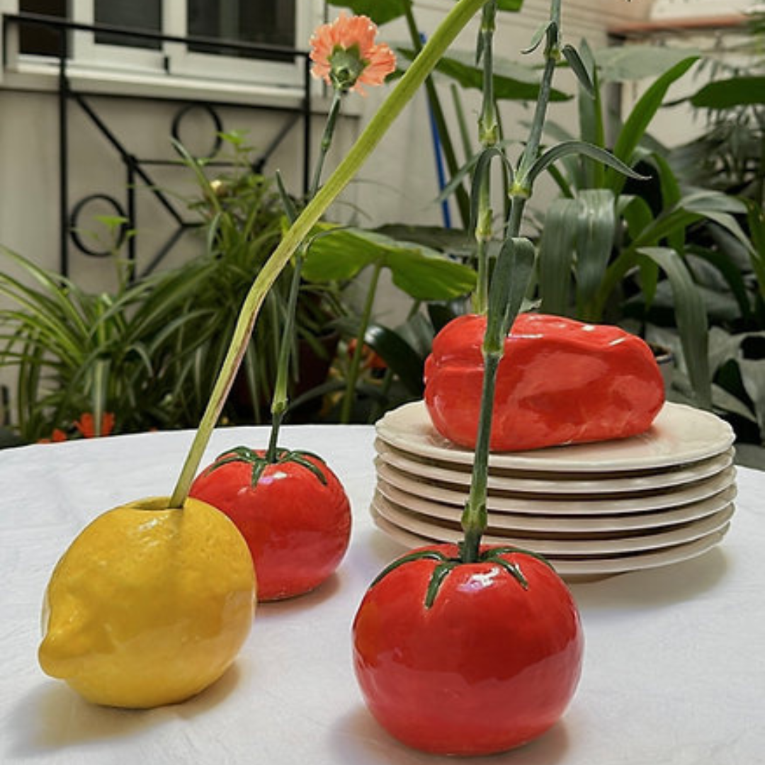 Handmade Ceramic Tomato Candle/Flower Holder