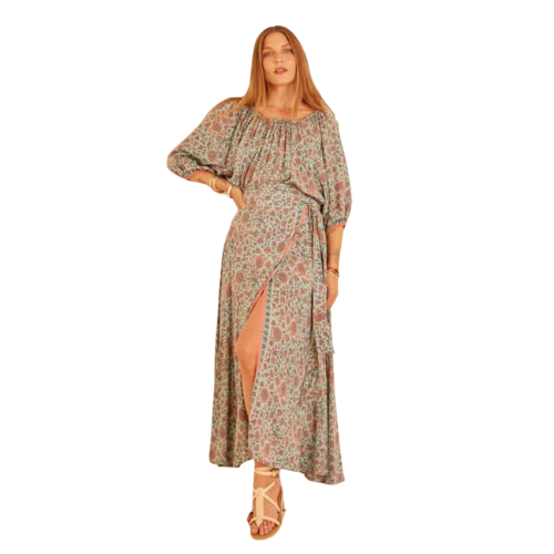 Alex Dress - Bloom Print Seafoam Melon