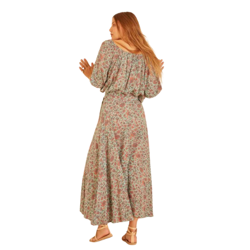 Alex Dress - Bloom Print Seafoam Melon
