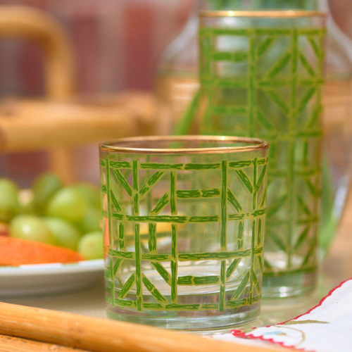 Bamboo Bourbon Glass Set of 4 | Green