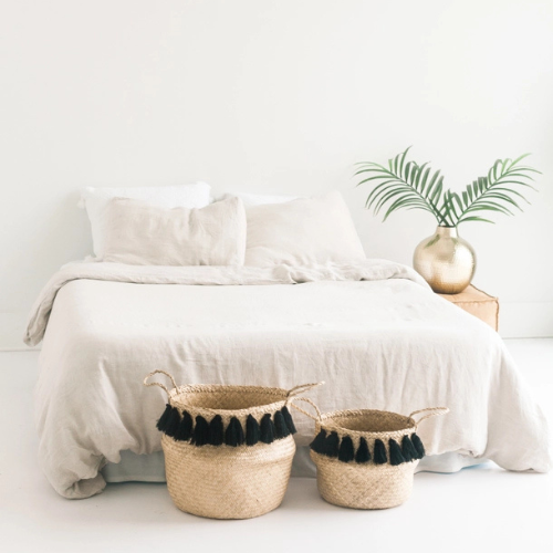 Black Tasseled Belly Basket