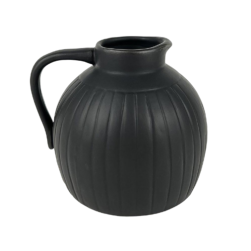 Black Ceramic Pitcher Vase