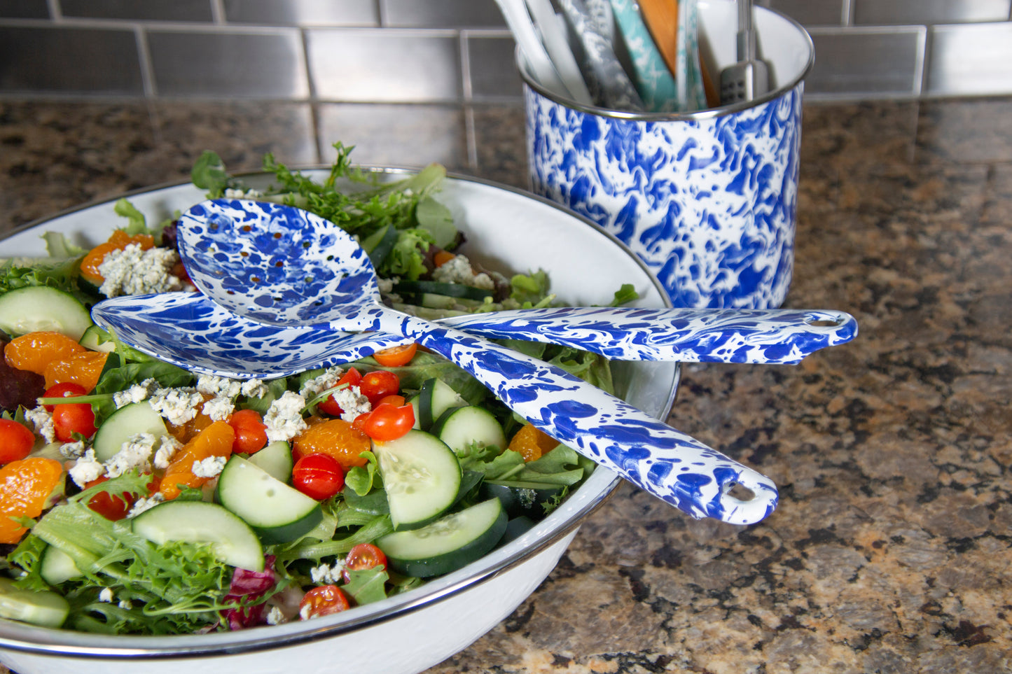 Cobalt Swirl Utensil Holder
