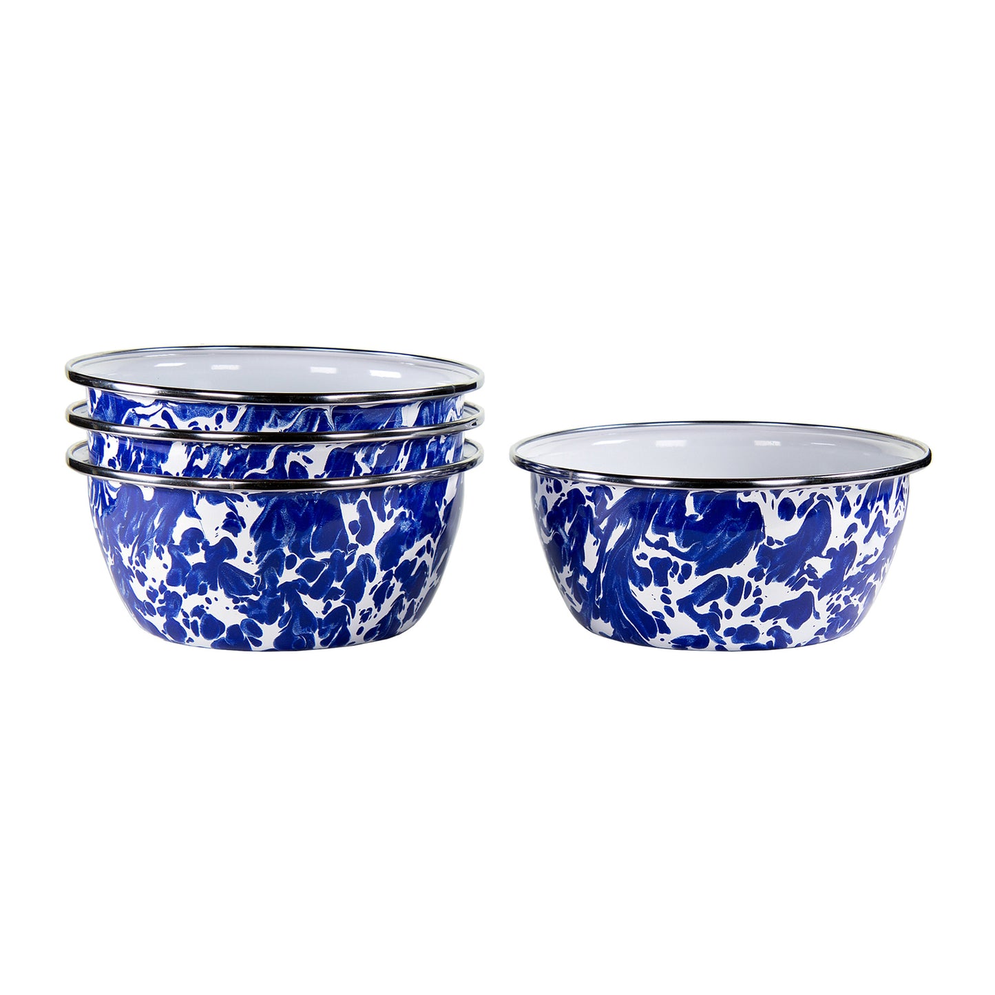 Cobalt Swirl Salad Bowls - Set of 4