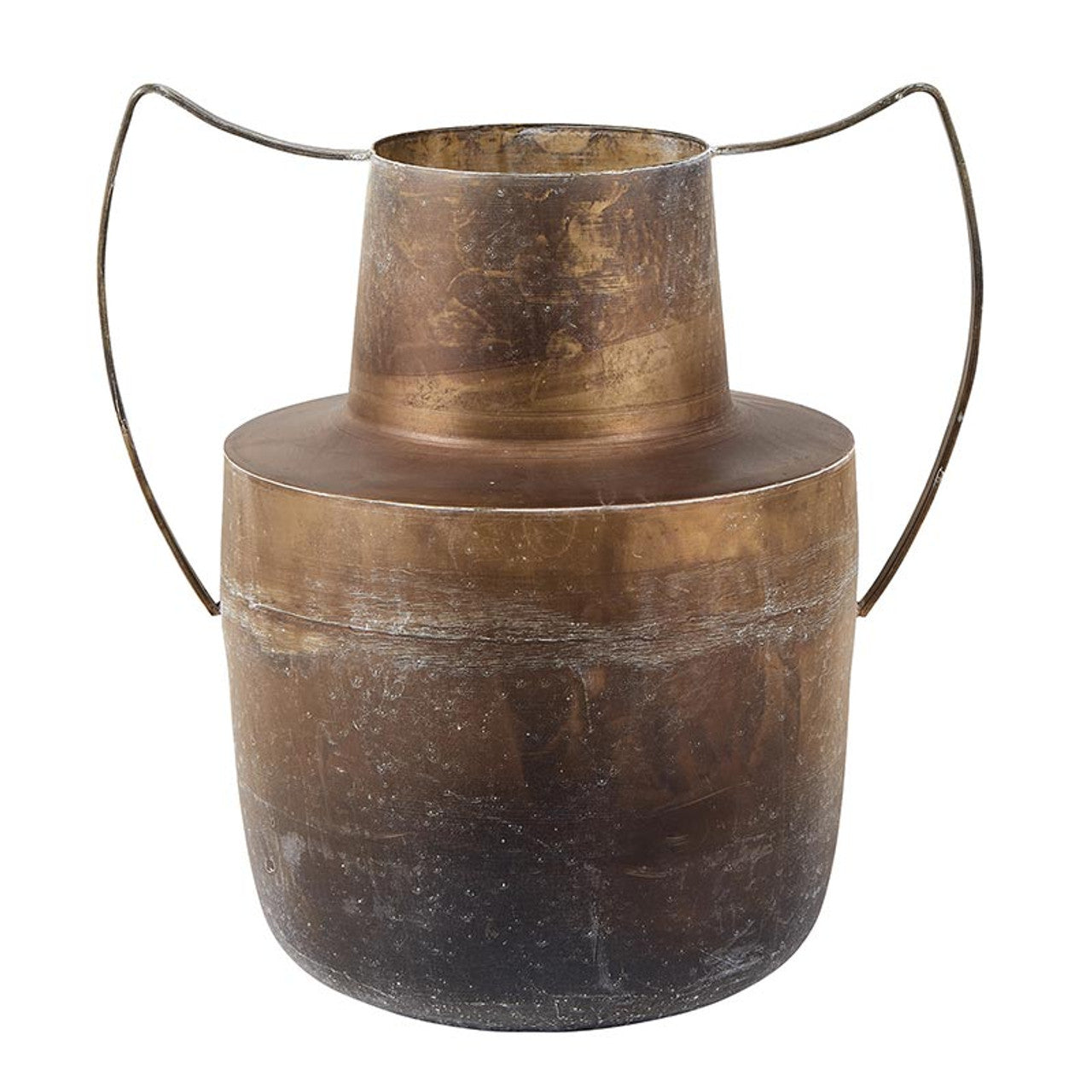 Brown Metal Vase with Handles