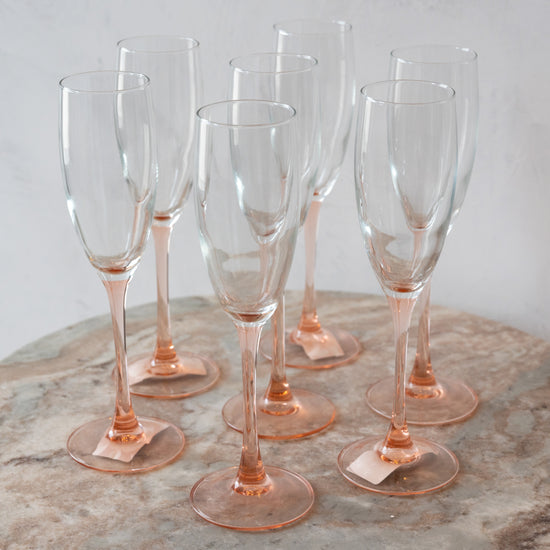 Mrs. Vintage Champagne French Pink and Clear Glasses