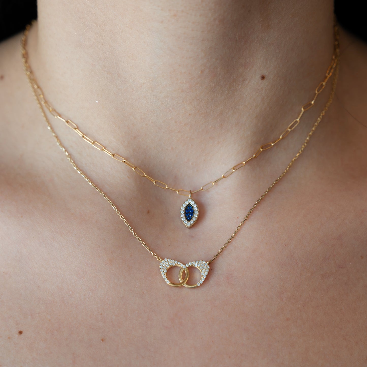 Gold Chain Handcuff Charm w/ Stones