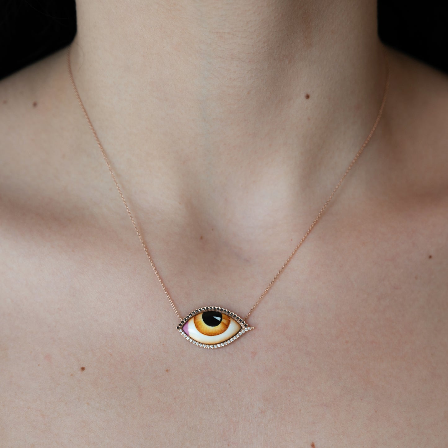 14K Pink Gold Grand Ambre Diamond Necklace