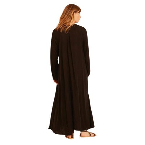 Fiore Maxi Dress - Black Cotton Gauze