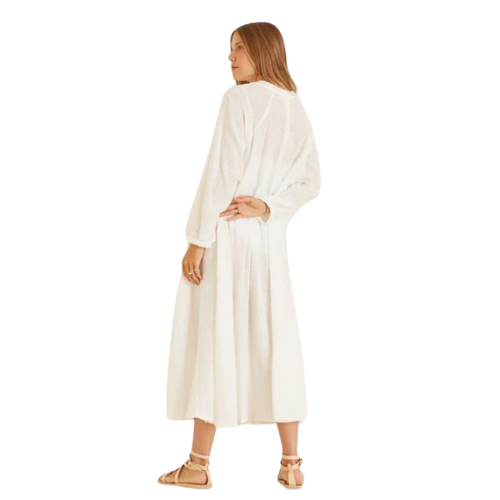 corset dress with slit Fiore Maxi Dress - White Cotton Gauze S