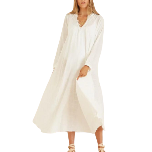 Fiore Maxi Dress - White Cotton Gauze S