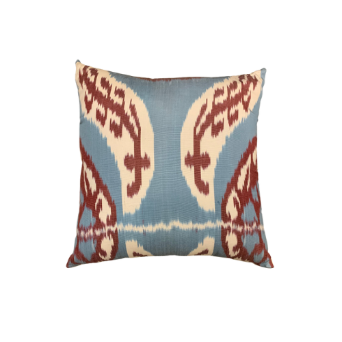 Ikat Pillow | Blue and Burgundy