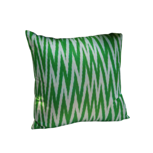 Ikat Pillow | Lime Green and White
