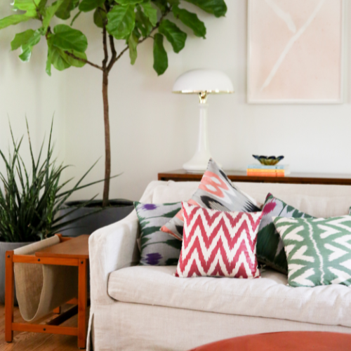 Ikat Pillow | Green and White