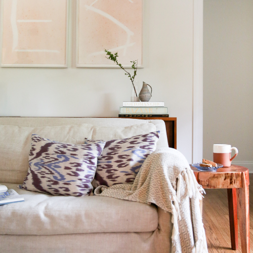 Ikat Pillow | Grey/Purple/Blue