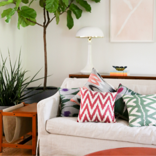Ikat Pillow | Red and White