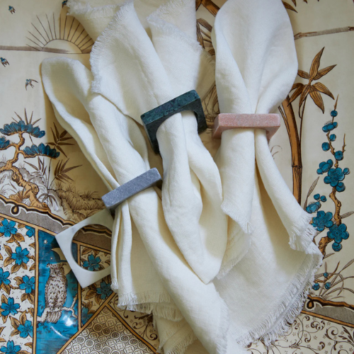 Marble Modernist Napkin Rings Set of 2 | Grey