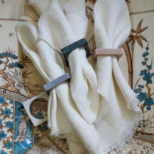 Marble Napkin Rings Set Of 2 | White