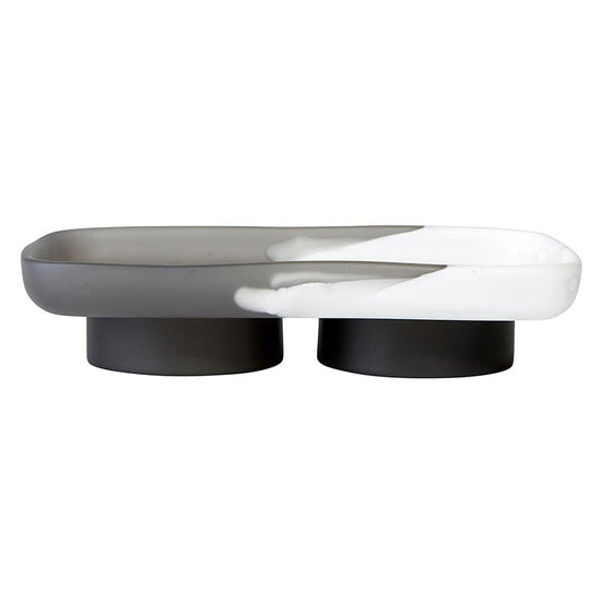Resin Footed Oblong Tray - Charcoal & White