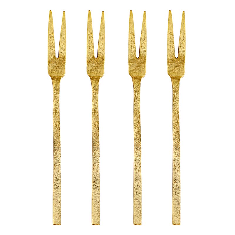 Hammered Gold Appetizer Forks - Set of 4