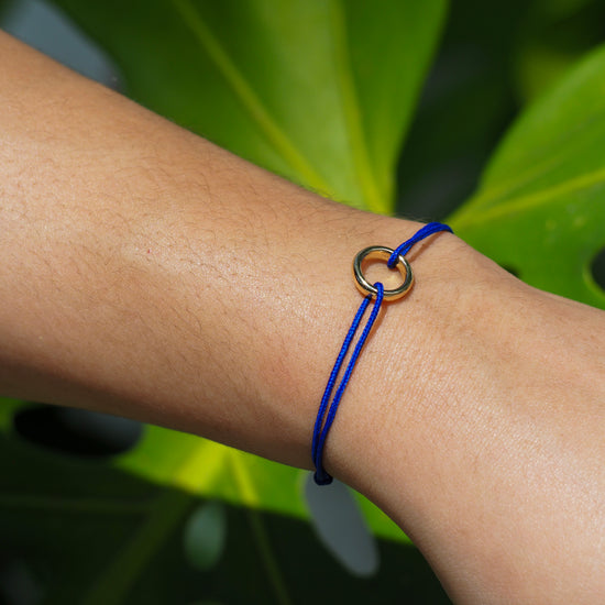 L Homme N.2 Yellow Gold with Blue Cord  Bracelet