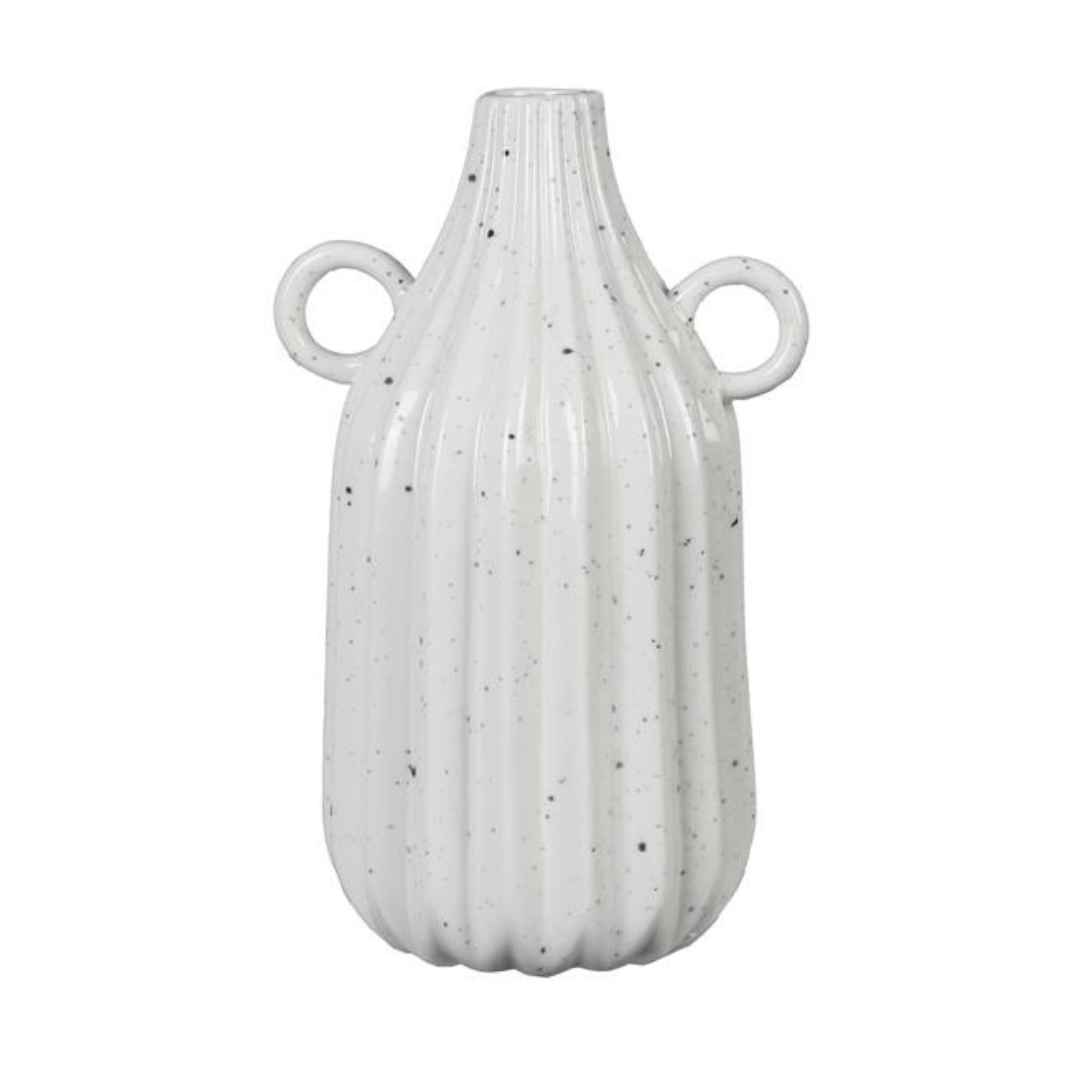 Lines Stoneware Modern Organic Vase - White