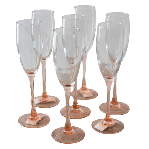 Mrs. Vintage Champagne French Pink and Clear Glasses