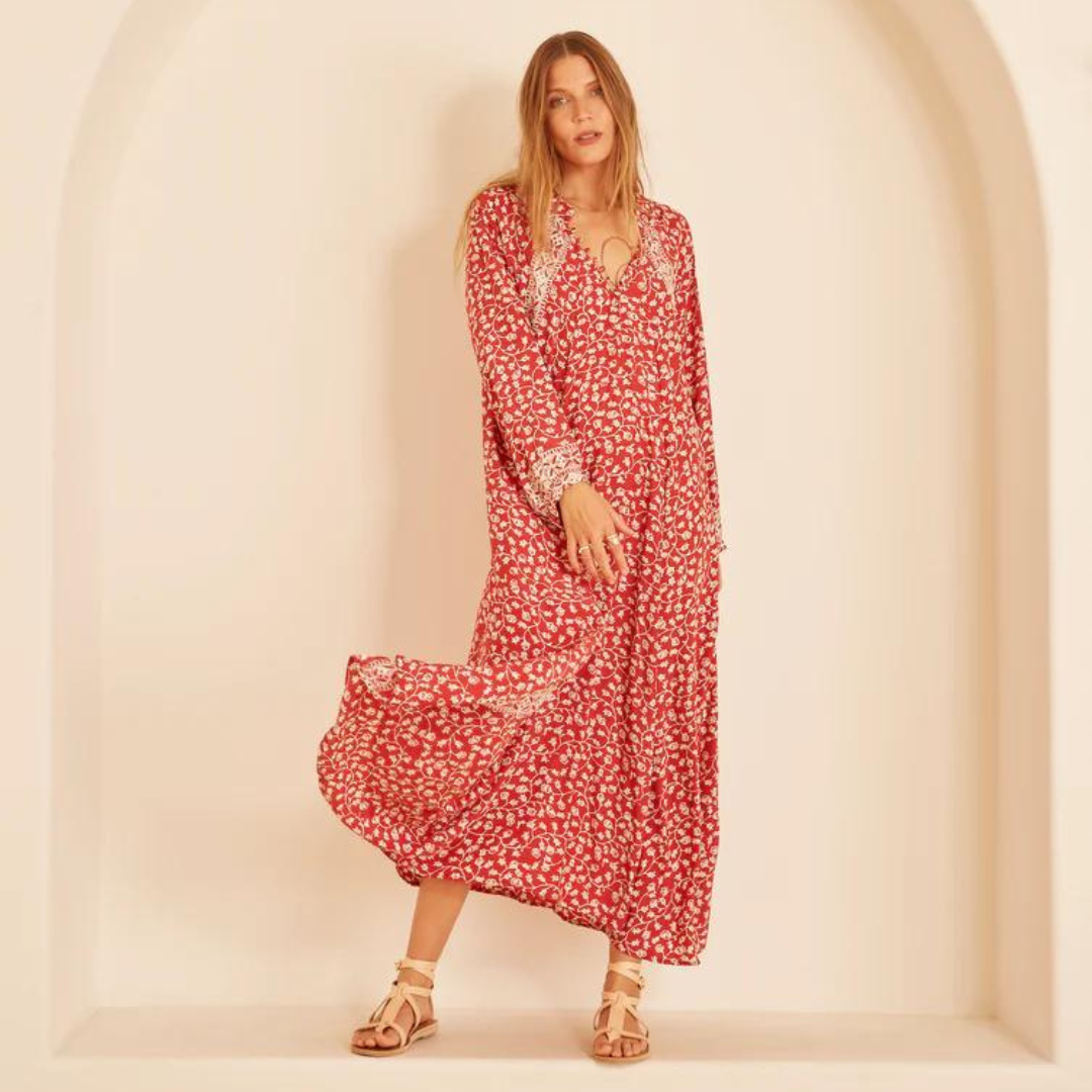 Fiore Maxi Dress - Pomegranate Cranberry