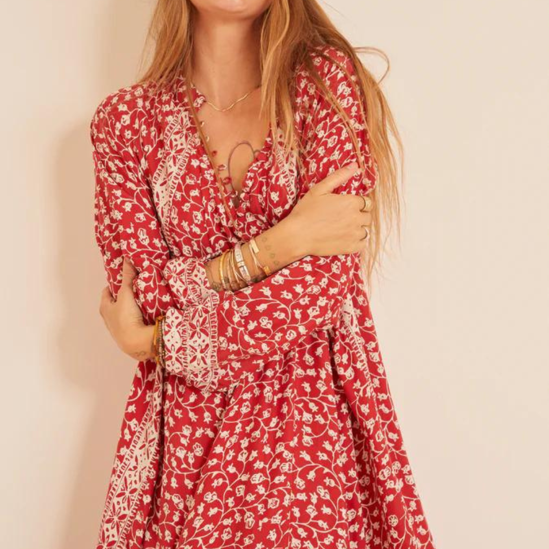 Fiore Maxi Dress - Pomegranate Cranberry