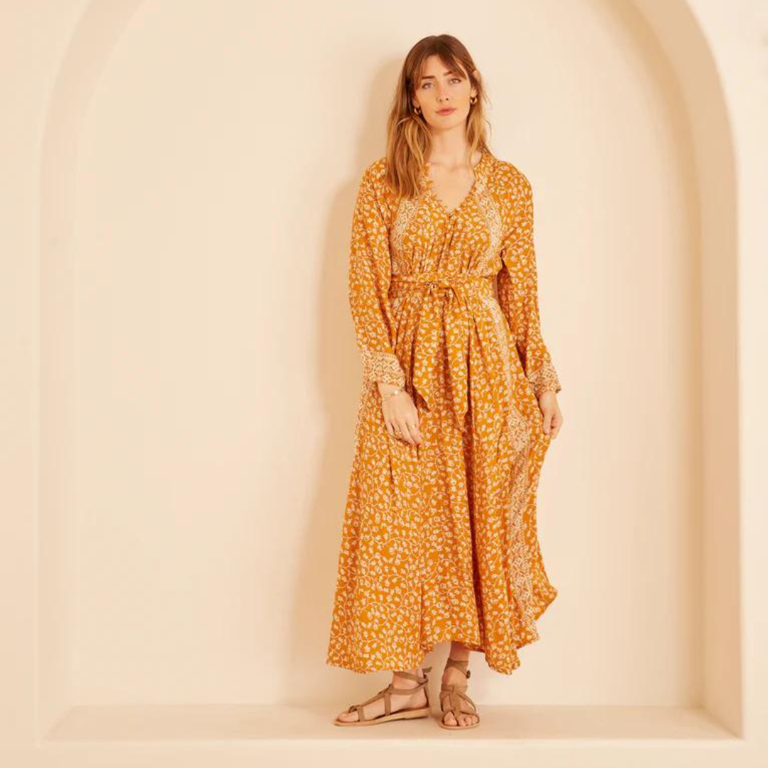 Fiore Maxi Dress - Pomegranate Mustard