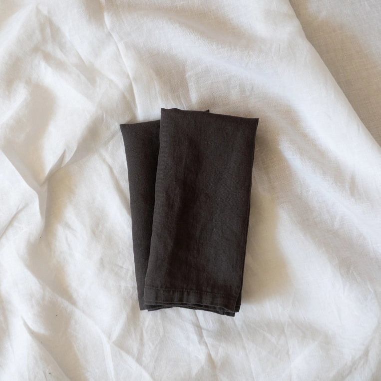 100% Stonewashed Linen Napkin - Set of 6 | Charcoal