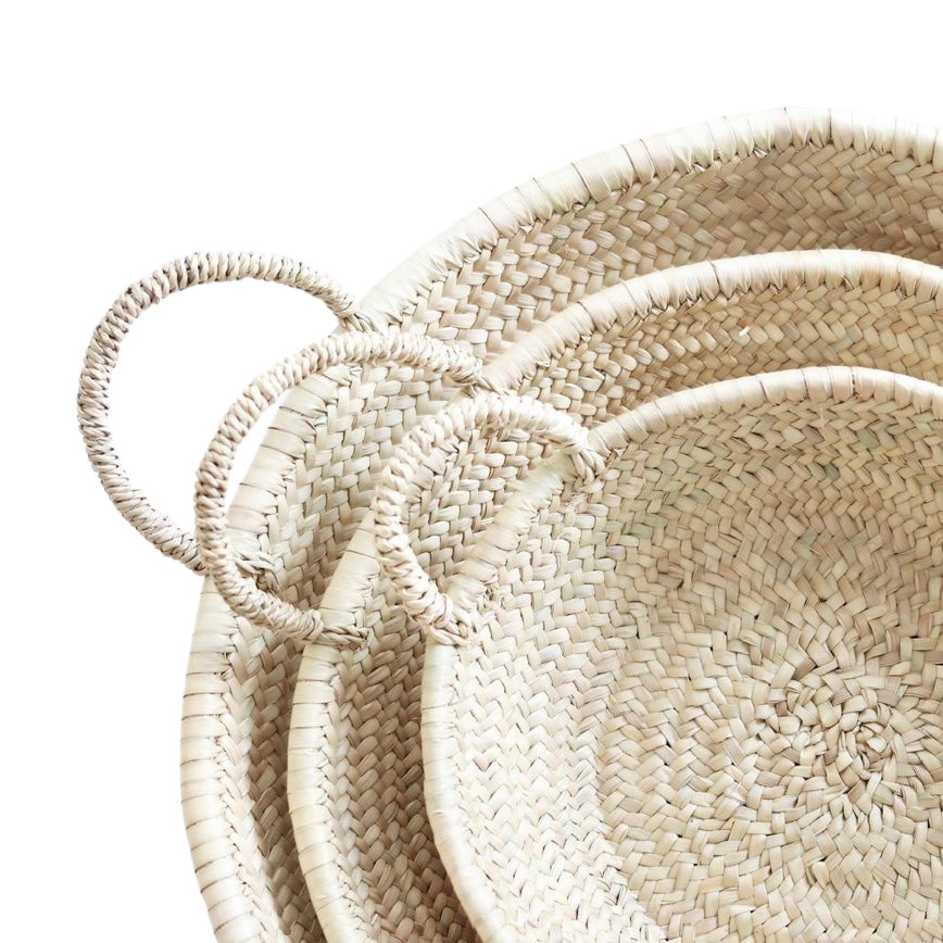 Straw Woven Plate with Handles