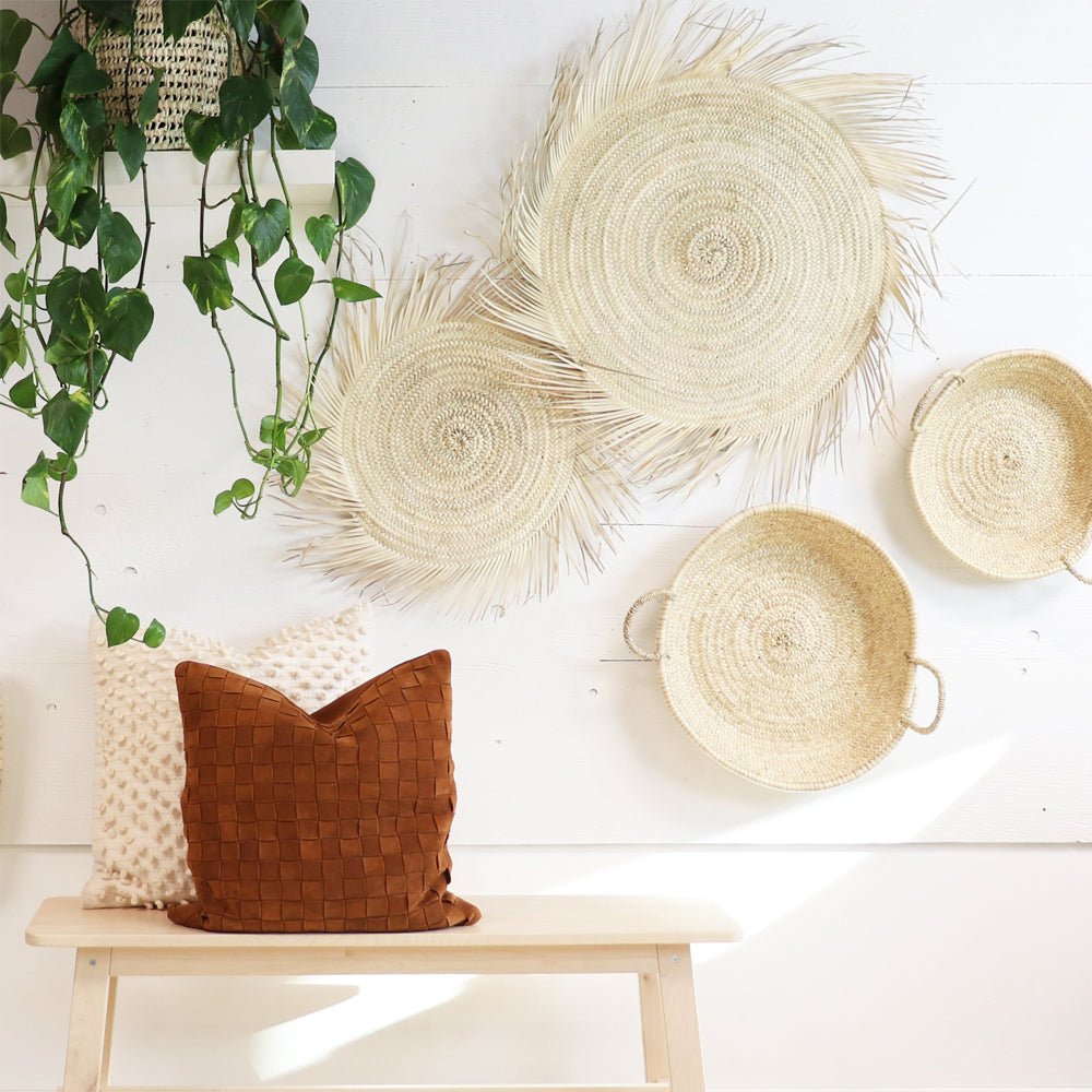 Straw Woven Plate with Handles