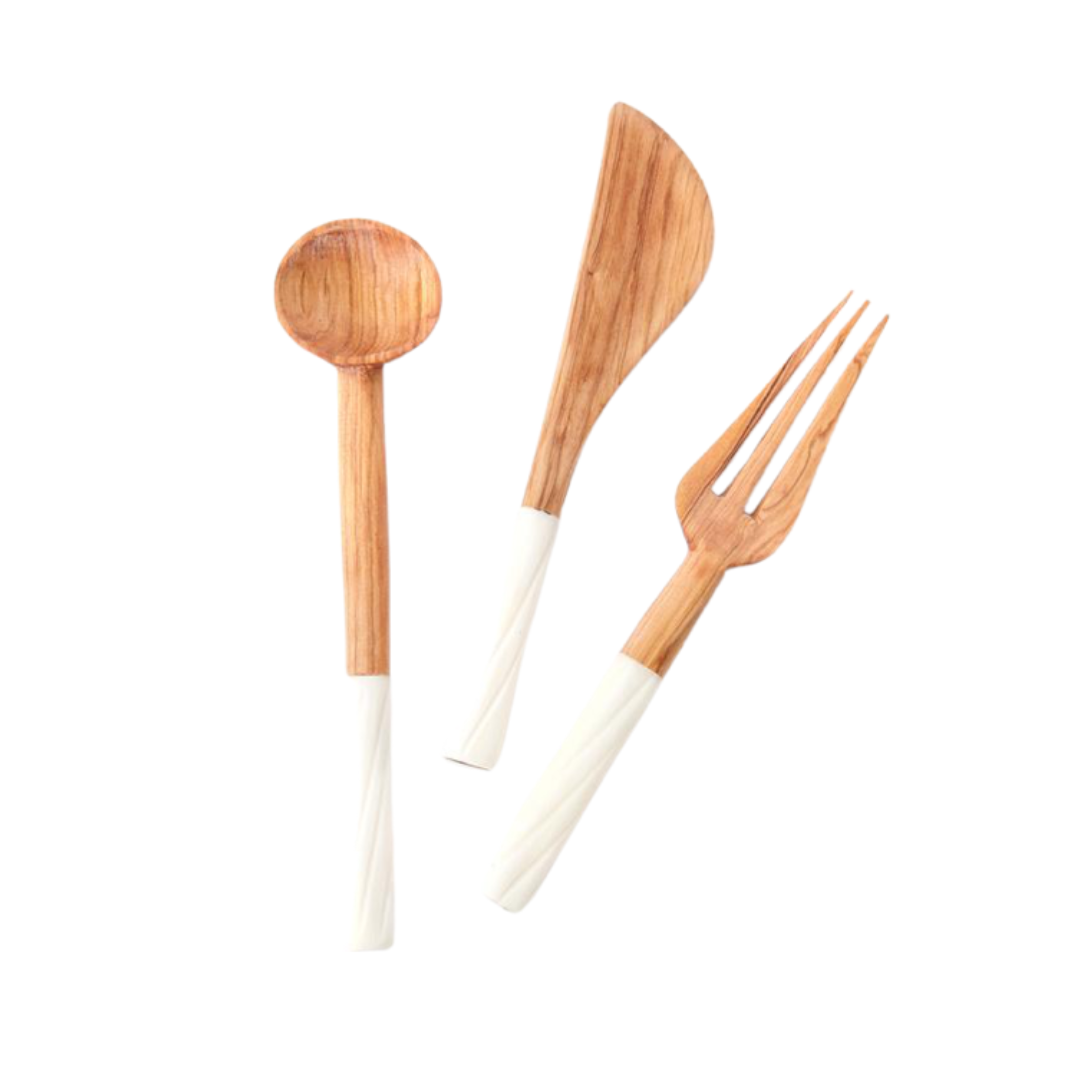 Antelope Antler Wood Serving Utensils Set – mrs.mandolin