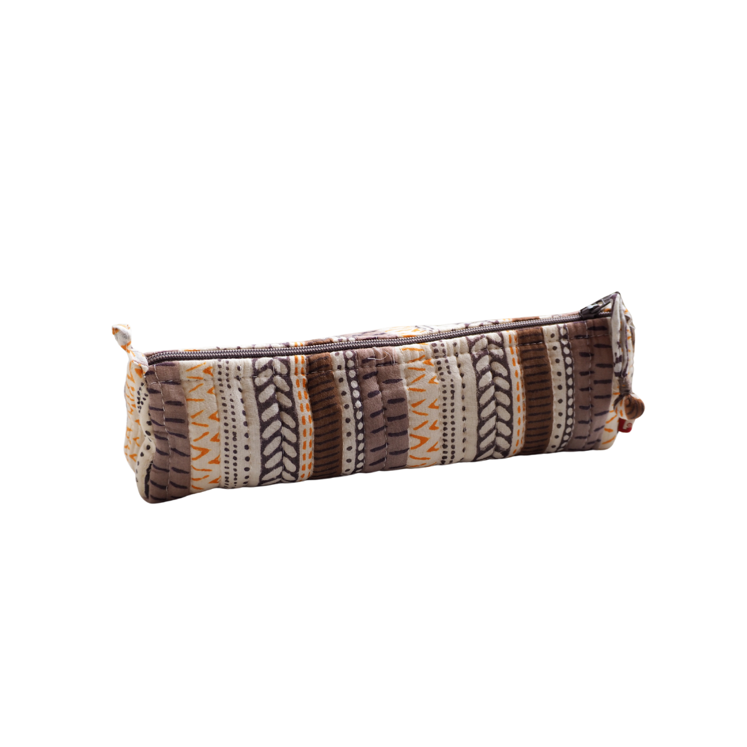 Brown Motif - Long Small Pouch