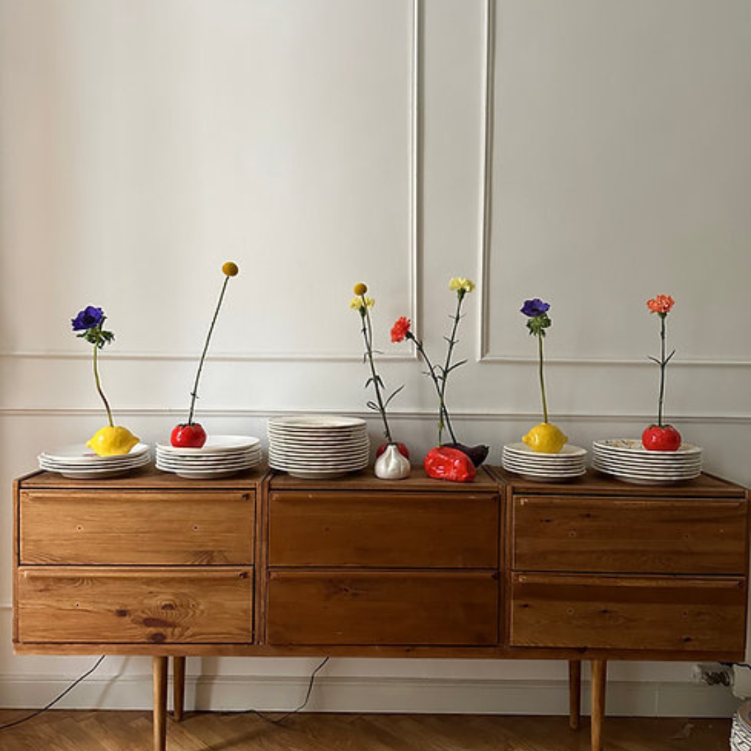 Handmade Ceramic Lemon Candle/Flower Holder