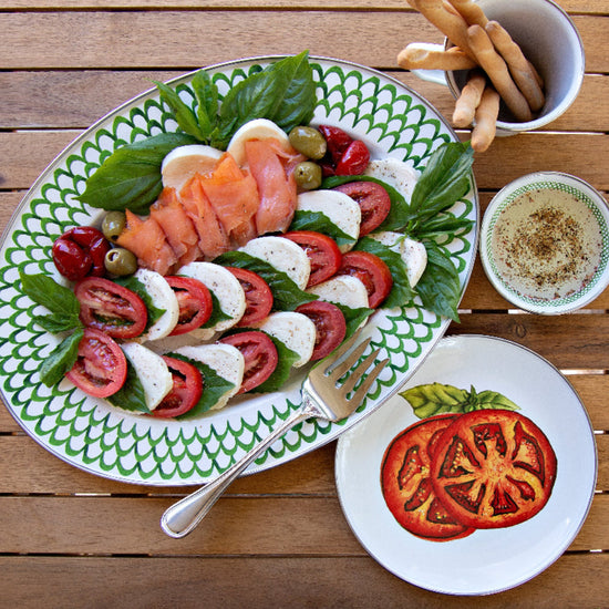 Green Scallop Oval Platter