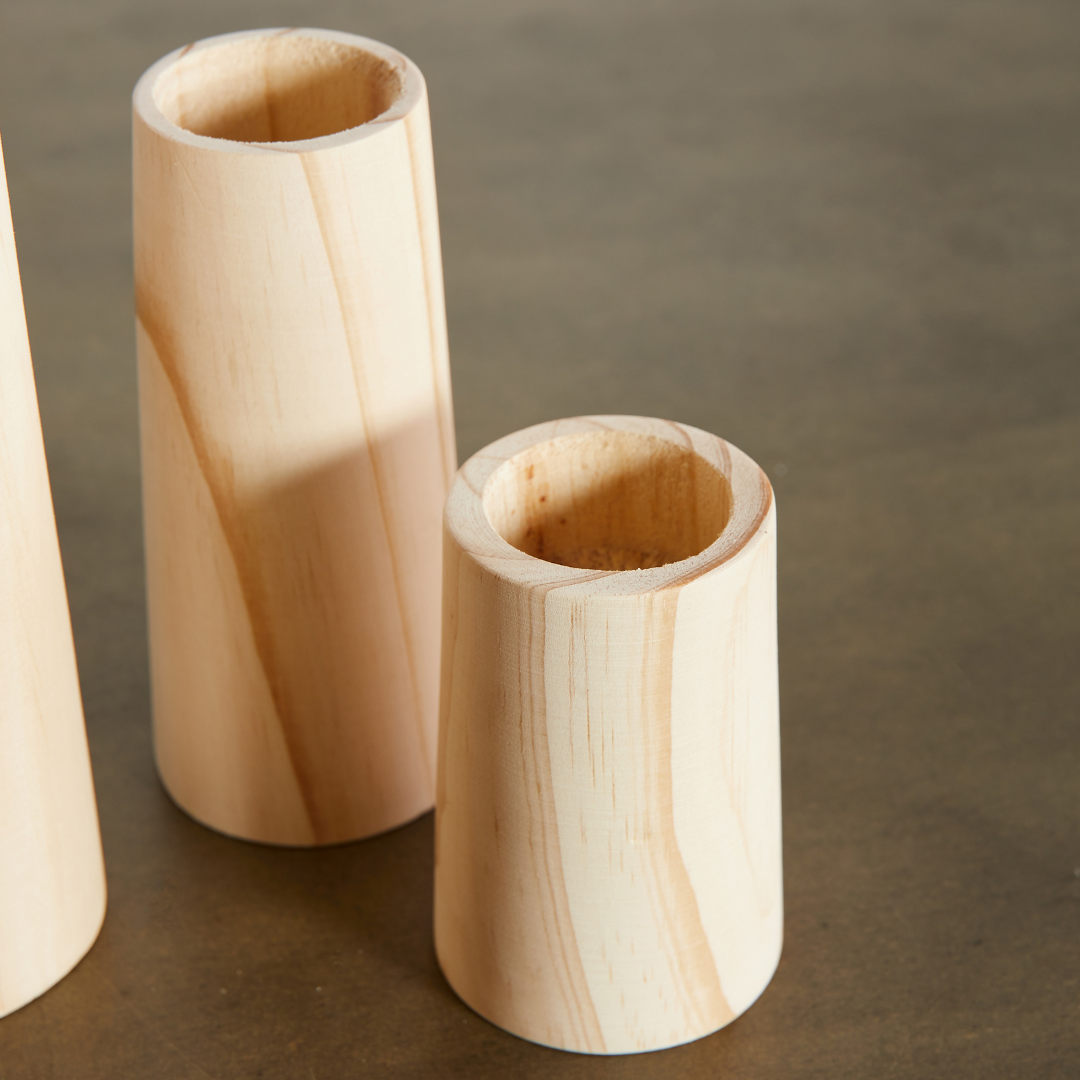 Cylinder Eucalyptus Wood Tealight Candle Holder