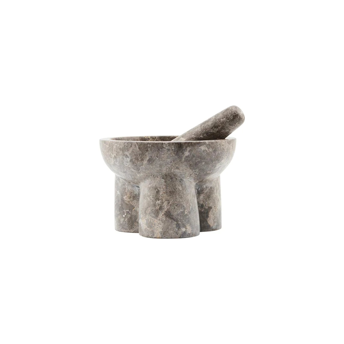Kulti Marble mortar with Pestlel Grey Browm