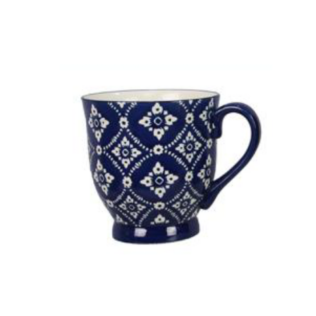 Stoneware Blue and White Mugs