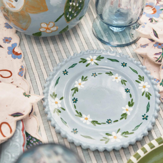 Load image into Gallery viewer, Handpainted Blue Daisy Dessert Plate
