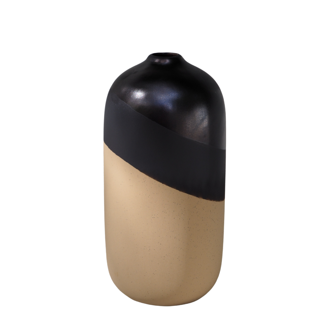 Ceramic Black Dipped Vase - Rounded Bottom