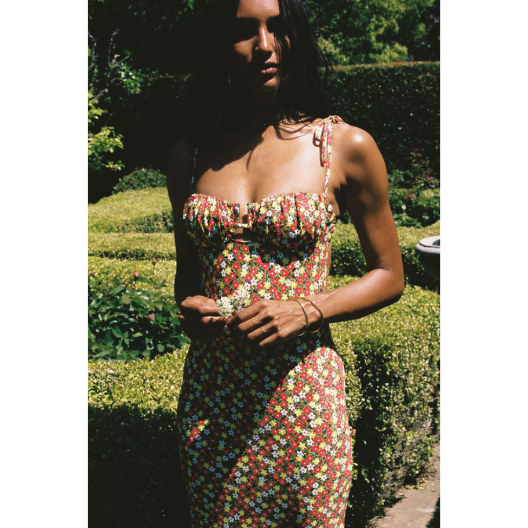 Sienna Floral Petal Long Slip Dress