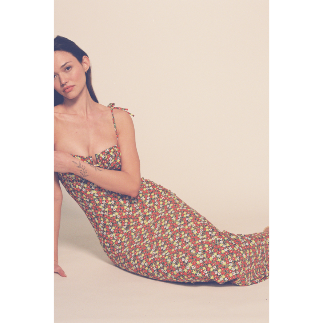 Sienna Floral Petal Long Slip Dress
