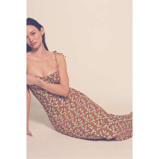 Sienna Floral Petal Long Slip Dress