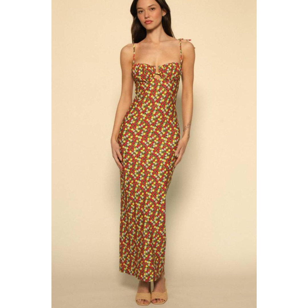 Sienna Floral Petal Long Slip Dress