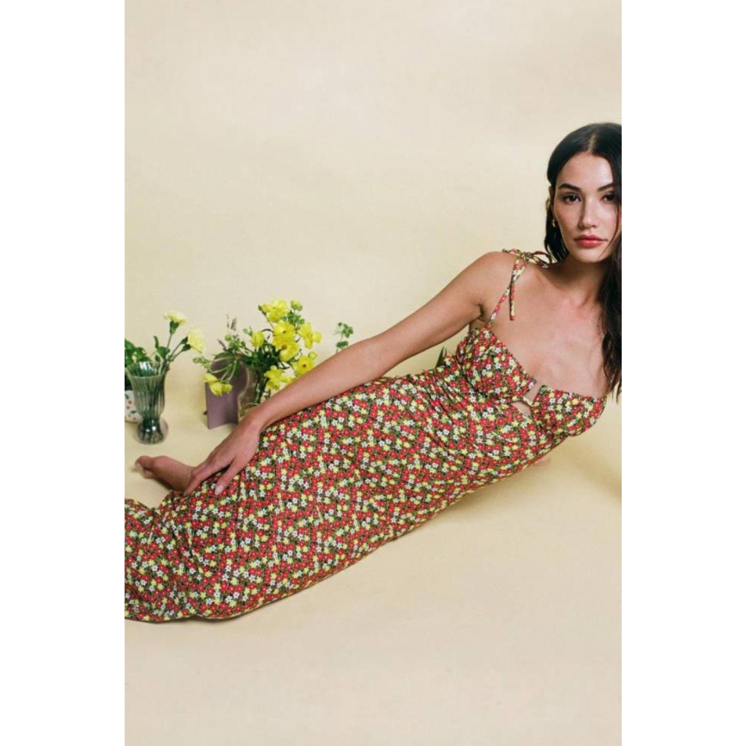 Sienna Floral Petal Long Slip Dress